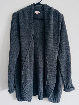 Merona Charcoal Hooded Open-Front Cardigan Sweater 2000s Boho thumbnail 1