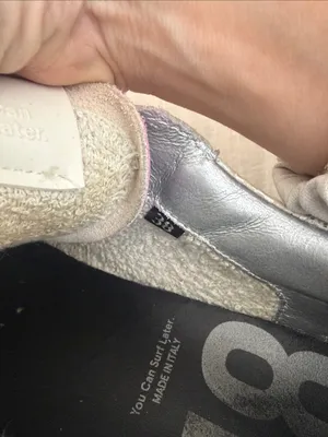P448 Women’s Silver Metallic Lace-Up Sneakers with Iridescent Tongue thumbnail 6