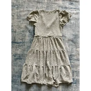 Altar'd State Sage Gray Green Ivory Floral Ruffle Sleeve Mini Dress S thumbnail 9