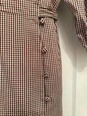 Tularosa Brown and White Gingham Button/Wrap Mini Dress thumbnail 2