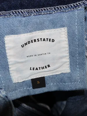 Understated Leather Two-Tone Scalloped Denim Mini Dress small thumbnail 9