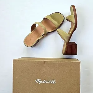 Madewell Leather Pale Lichen The Saige Double Strap Slide‎ Heel Sandals Size 10 thumbnail 2