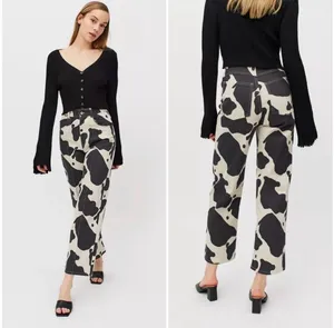 Lisa Says Gah Robyn Cow Print High Rise Straight Leg Jeans 26 thumbnail 2