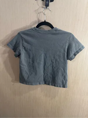 Brandy Melville John Galt Gray Psychedelic Aliens Short Sleeve Cropped Tee thumbnail 3
