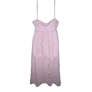 NSR Blush Pink Midi Fit‎ & Flare Lace Crochet Dress Size XL Sleeveless Floral thumbnail 5