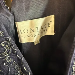 Montage by Mon Cheri Navy Blue Beaded Maxi Dress Formal Gown Size 20W thumbnail 4