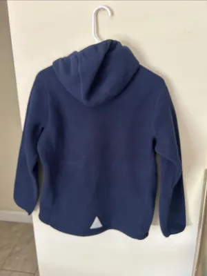 L.L bean navy polar fleece hoodie zip up jacket small med thumbnail 8