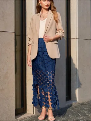 Hollow Out Maxi Skirts Summer High Waisted Boho Fringe Hem Long Skirt Midi Skirt thumbnail 2