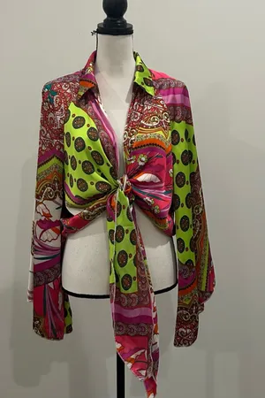 Shein Curve Tie Front Blouse thumbnail 1