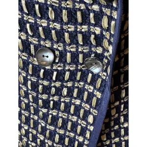 Carlisle New York Blazer Women‎ 6 Blue Tan Tweed Double Breasted Preppy Mature thumbnail 7