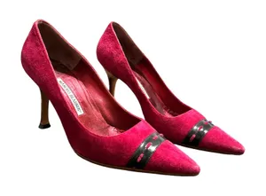 Manolo Blahnik‎ vintage red Suede Pointed Toe Black 38 professional quiet luxury thumbnail 1