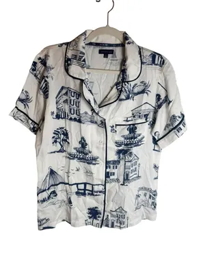Katie Kime Charleston Toile Print Pajama Set S NWOT thumbnail 4