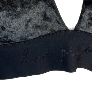 Pink Victoria's Secret Bralette Womens Small Black Crushed‎ Velvet Strappy Back thumbnail 4
