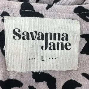 Savanna Jane Size L Blouse Leopard Print Embroidered Floral Top Boho Women's thumbnail 6