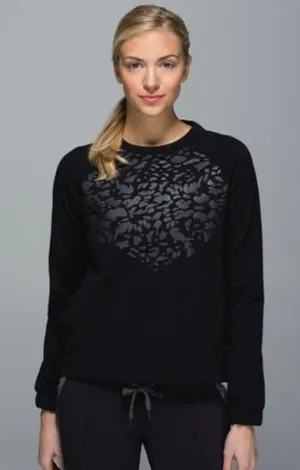 Lululemon‎ Snapshot Black Crewneck Sweatshirt Animal Print Graphic Small thumbnail 1