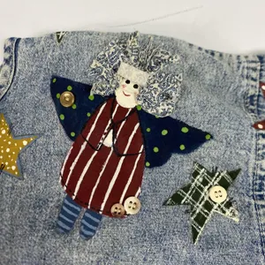 Vintage Angel Stars Denim Shirt Womens Large Blue‎ Applique Buttons 90s thumbnail 4