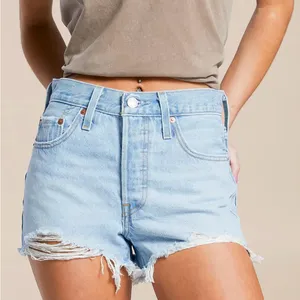 Levi's Premium 501® High Rise Short. Blue Jean Shorts High-Waisted Distressed thumbnail 1