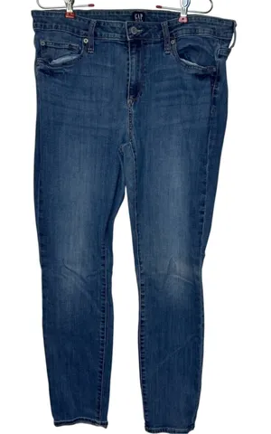 Gap Womens Jeans Curvy Skinny Leg Denim Mid-Rise Stretch Indigo Blue Size 34R thumbnail 1