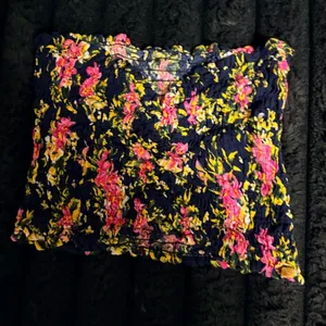 Island Planet Navy Floral Smocked Camisole with Pink and Yellow Blooms thumbnail 1