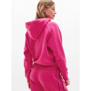 New Athleta M Easy Fleece 1/2 Zip Hoodie Dahlia Pink Medium #473713 thumbnail 4