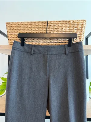 Ann Taylor Mid-Rise Gray Flare Woven Career Dress Pant Trouser, 6 Tall thumbnail 2