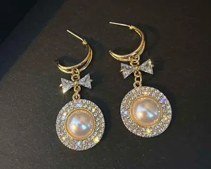 Elegant White Pearl Dangle Drop Earrings for Women thumbnail 2