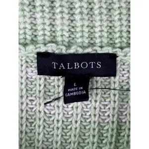 Talbots Mint Green Marl Shaker Knit Quarter Zip Sweater Womens Large Pastel thumbnail 3
