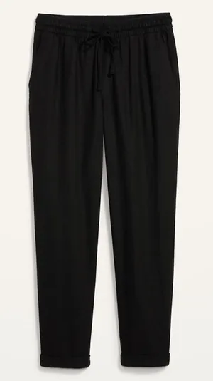 Old Navy High-Waisted Linen-Blend Straight Cropped Pants M Tall in Black Jack thumbnail 1