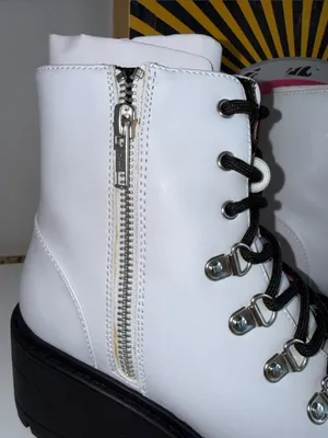 Skechers White Lace-Up Platform Lug Boots with Black Sole thumbnail 6