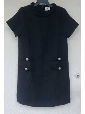 Tuckernuck Black Tweed Braided Jackie Mini Dress S Business Career Prep Academia thumbnail 8