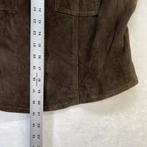 Vakko Vest Womens M Brown Leather Suede Collared snap front Pockets‎ Lined thumbnail 3