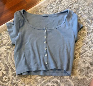 Brandy Melville John galt light blue button crop top thumbnail 1