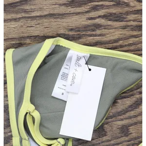 Salt + Cove Juniors Plunge Underwire Bikini Swim Top Green / Yellow S thumbnail 4