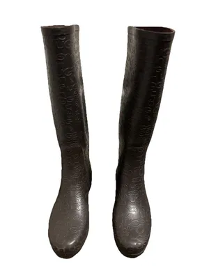 Ugg Wilshire Brown Rubber Rain Boots Women’s Sz 7 Tall Fur Insole EUC thumbnail 1