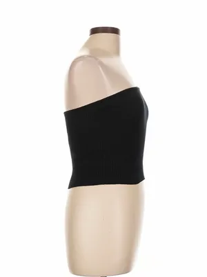 Abercrombie & Fitch One Shoulder Ribbed Knit Sweater Top Black Size Large thumbnail 3