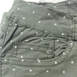 Made in Italy‎ Star Print Pants Womens XL Olive Green Straight Leg Stretch 23 thumbnail 12