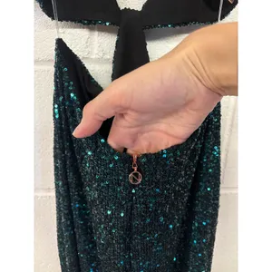 NWT Nookie Sz M Diaz Sequined Cut Out Emerald Sleeveless Side Slit Cocktail Gown thumbnail 5