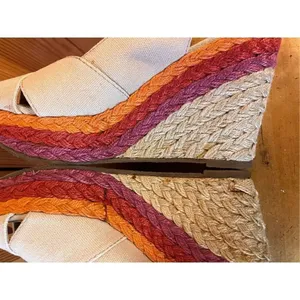 SO Wedge Sandal With Multi Color Trim & Tan Upper Sz 8M thumbnail 6