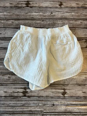 Aerie Cotton White Elastic-Waist Athletic Shorts Size Medium Coastal Vacation thumbnail 2