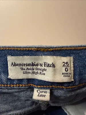 Abercrombie & Fitch Curve Love The Ankle Straight Ultra High Rise Jeans SZ 25/0 thumbnail 3