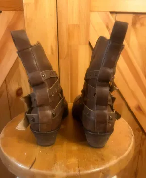 Steve Madden TEXIC Brown Leather Studded Strappy Belted Ankle Boots SZ 8M thumbnail 4