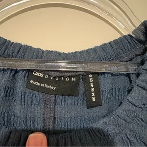 ASOS DESIGN crinkle midi dress cut out side detail and toggle trim blue‎ 10 thumbnail 6