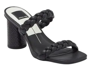 DOLCE VITA Paily Braided Slide-on Mule Sandal Heels Sz 6 Black Vaca Party thumbnail 1