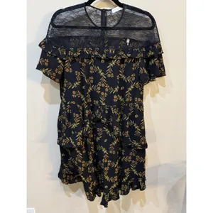 Sandro Alderic mini dress Black Lace Size 40 US 8 Whimsy Goth Ruffle Layer thumbnail 3