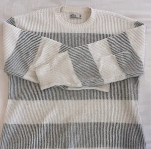 Hollister Grey and White Striped Oversized Sweater thumbnail 2