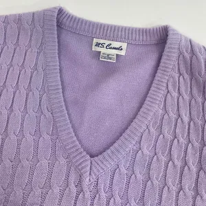 Vintage Pastel Cableknit Sweater Vest Purple thumbnail 5