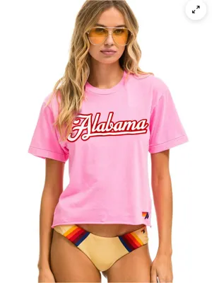 Alabama Bolt Script Logo Pink Women's T-Shirt thumbnail 1