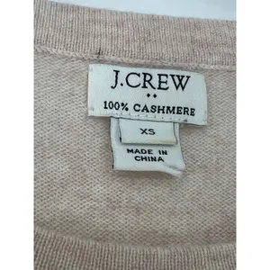 Xs J.Crew crewneck long-sleeve sweater 100% Cashmere Knit Beige Pullover Women's thumbnail 4