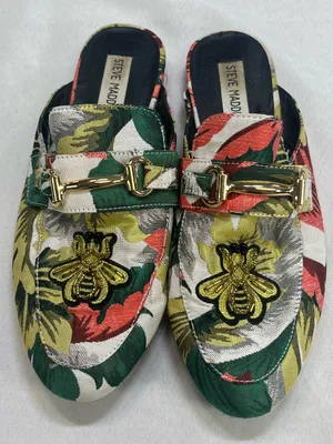 Steve Madden Multicolor Floral Bee Embroidered Slip-On Mules thumbnail 1