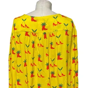 Anthropologie Kendra Dandy‎ Dreamer Top Blouse Button Strawberry Yellow Size 14 thumbnail 7